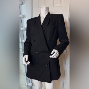 Anne Klein Elegant Black Double-Breasted Trench Coat